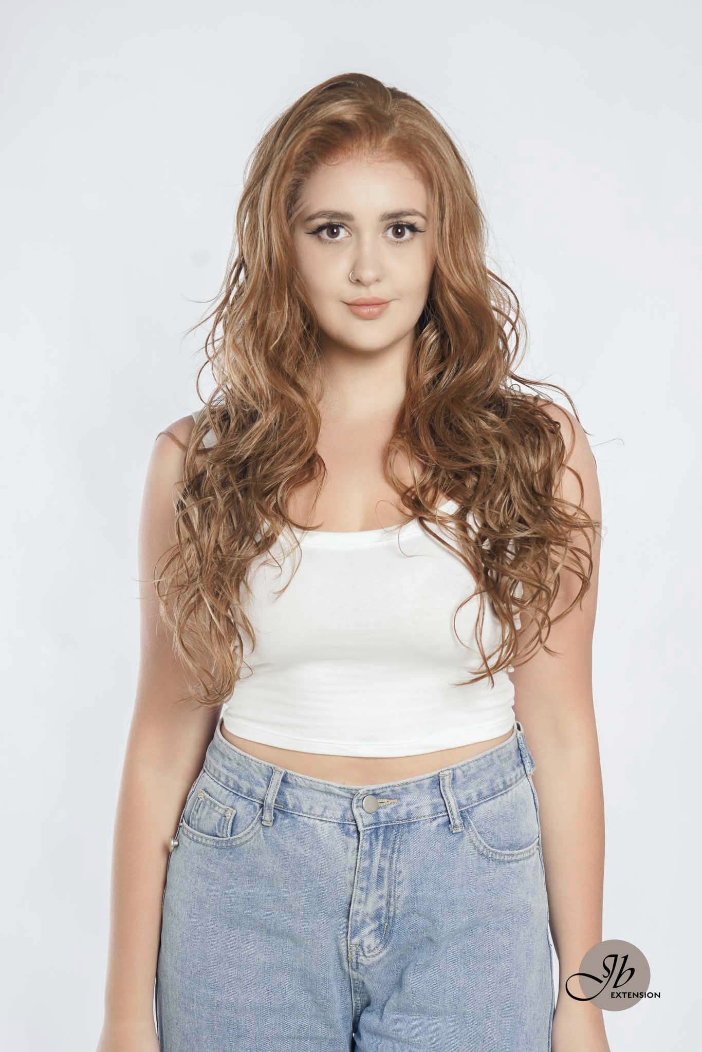 JBEXTENSION 24 Inches Brown With Highlight Wave 13X6 Pre-Cut Free Part Frontlace Glueless Wig OBSESSION