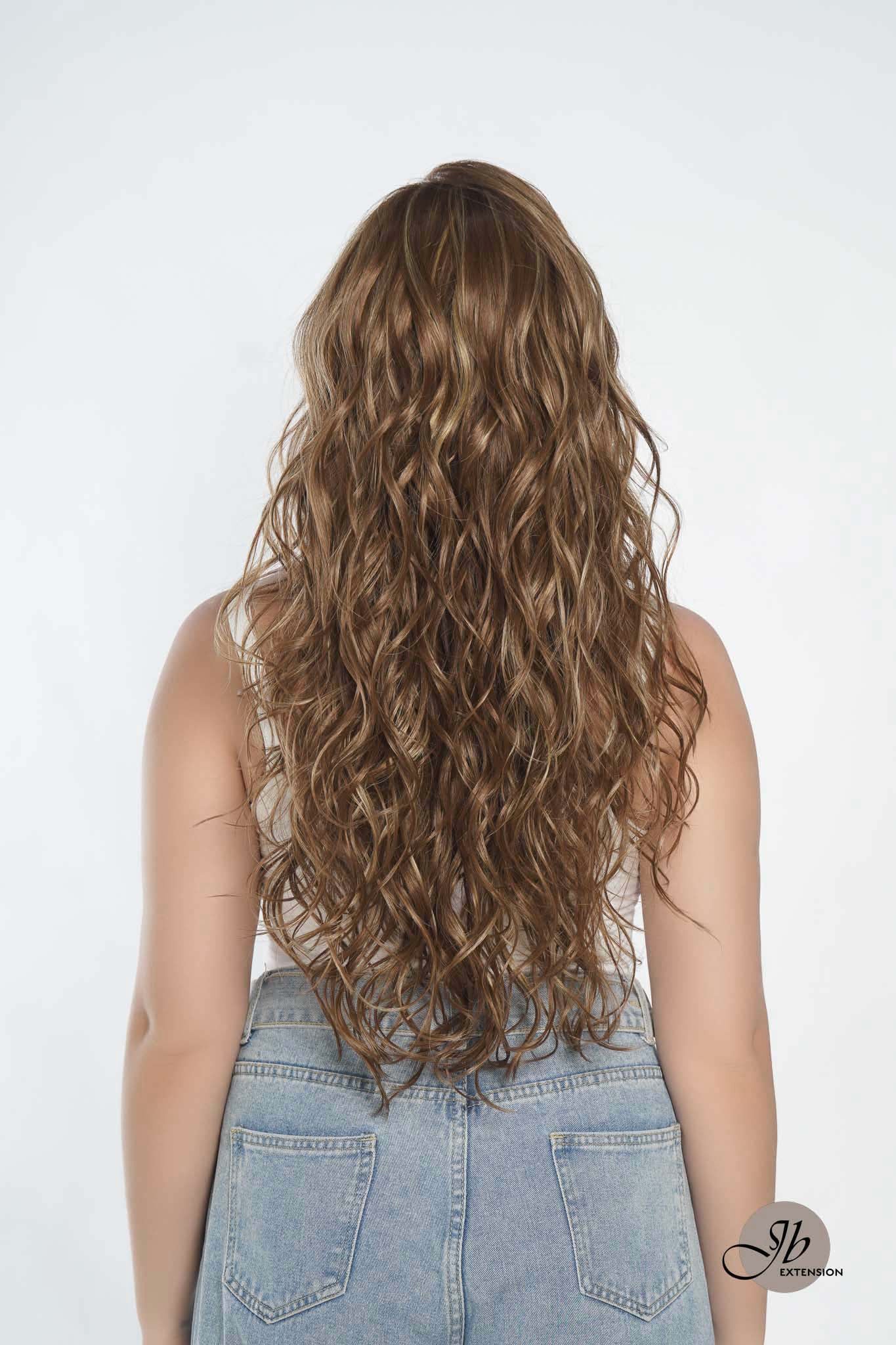 JBEXTENSION 24 Inches Brown With Highlight Wave 13X6 Pre-Cut Free Part Frontlace Glueless Wig OBSESSION