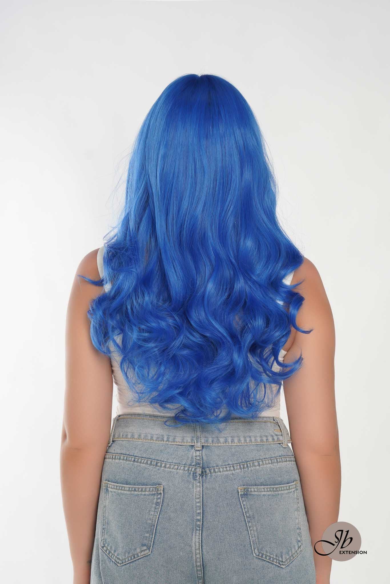 JBEXTENSION 24 Inches Mix Blue Body Wave Pre-Cut Frontlace Glueless Wig BUBBLES