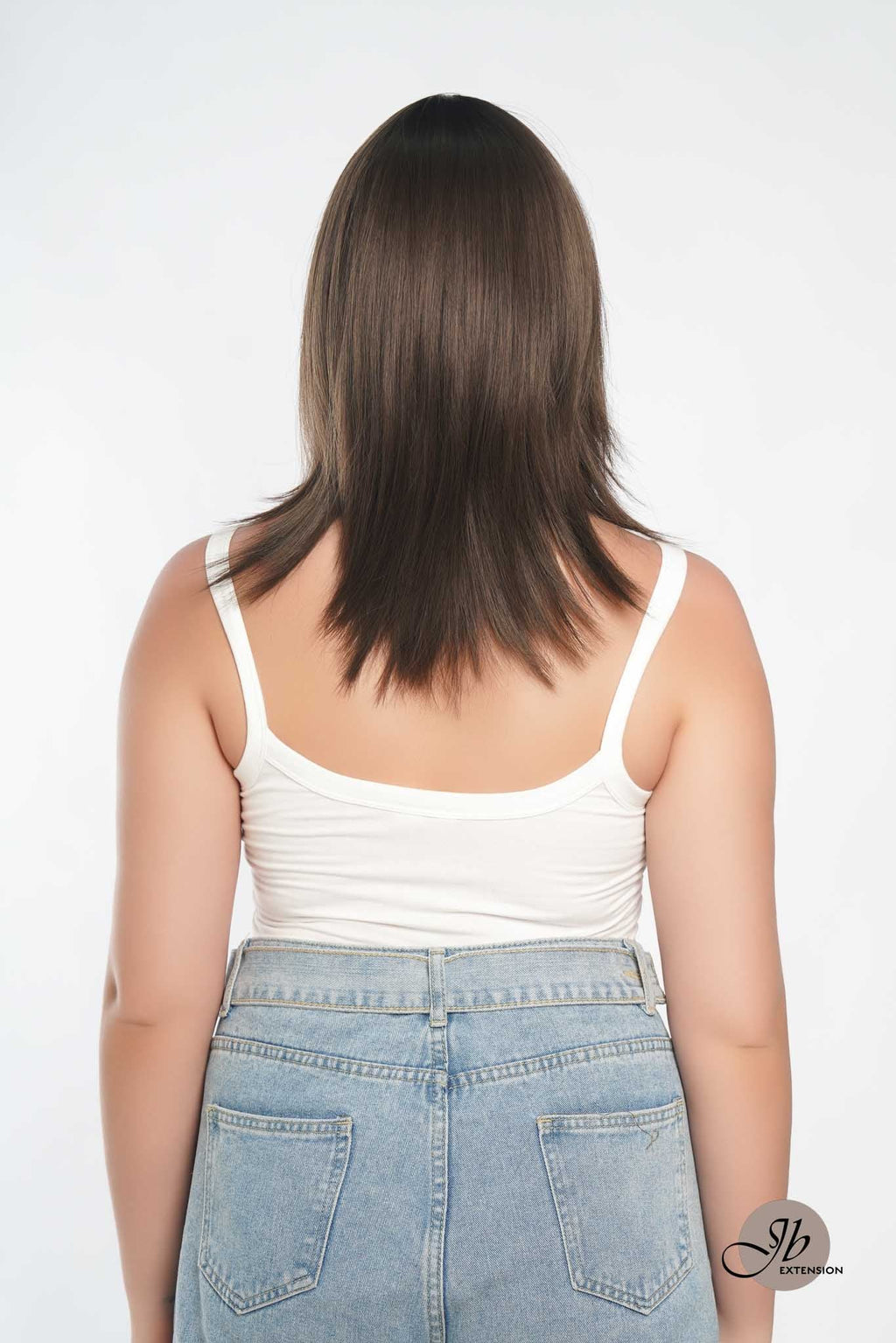 JBEXTENSION 15 Inches Cold Brown Wig With Bangs MIRA