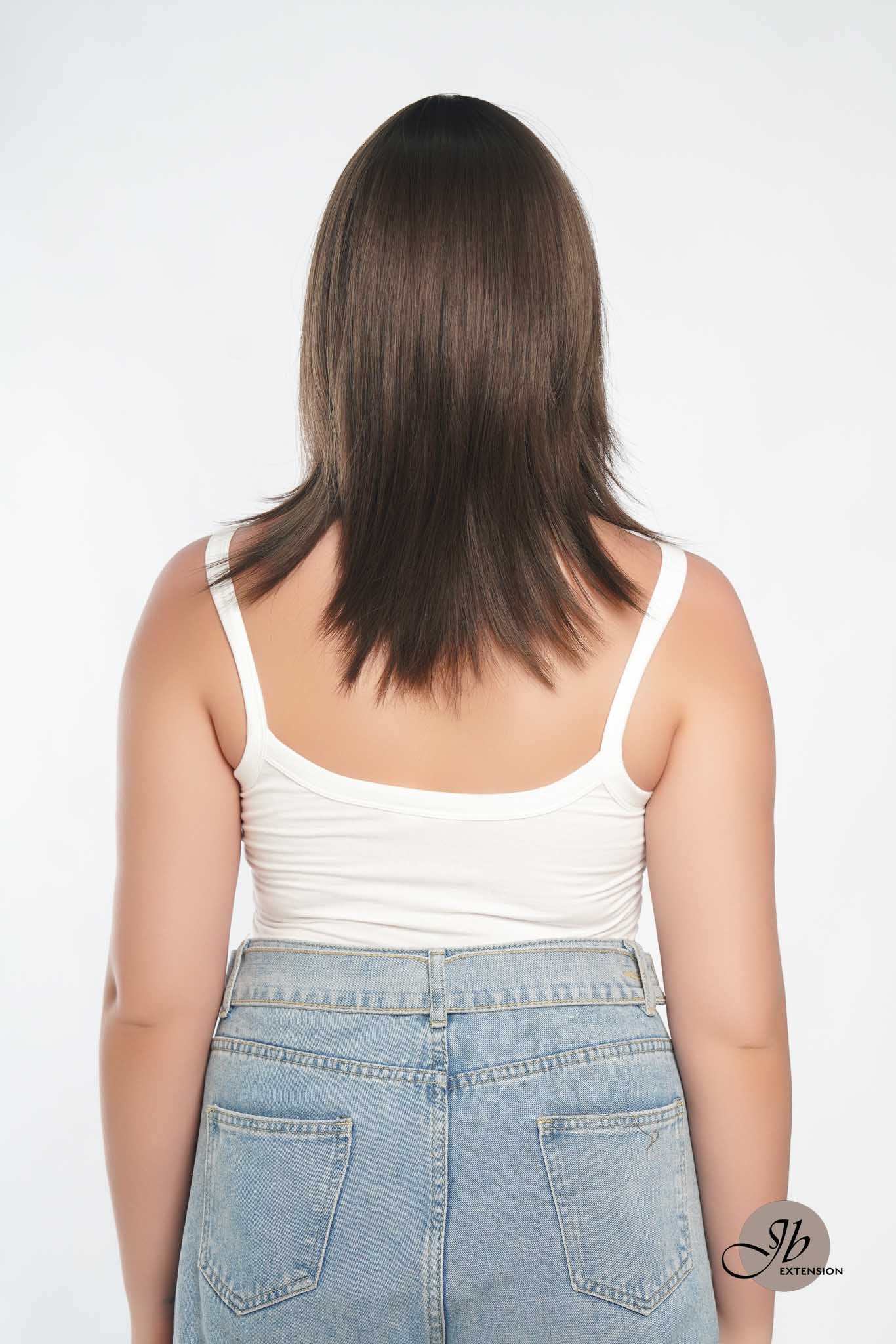 JBEXTENSION 15 Inches Cold Brown Wig With Bangs MIRA