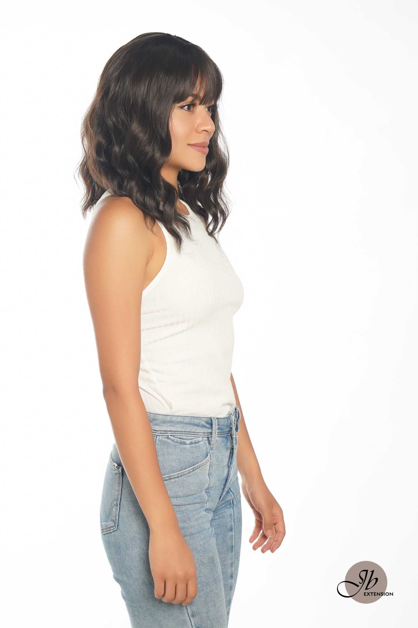 JBEXTENSION 14 Inches Short Body Wave Natural Brown Wig JANET