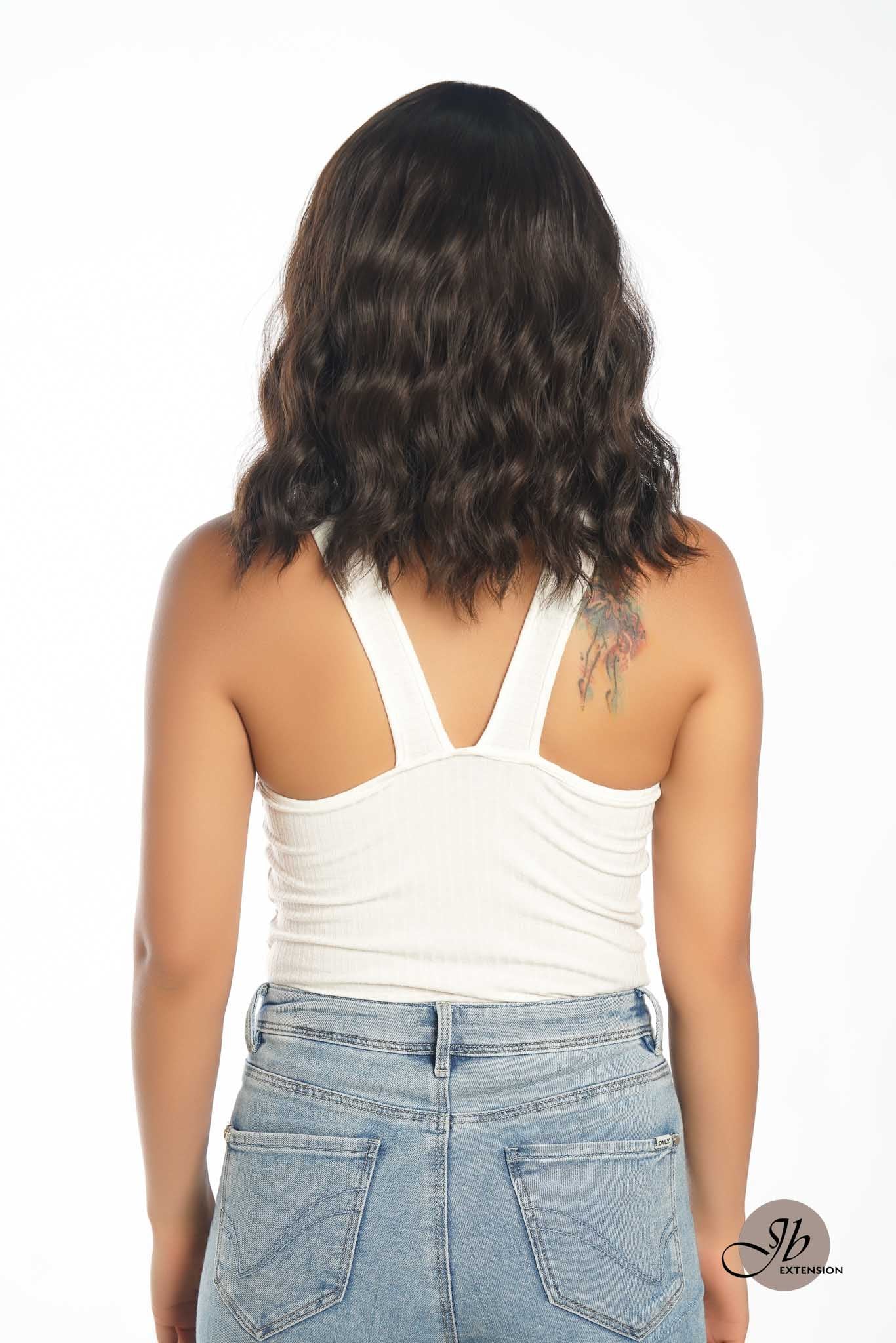 JBEXTENSION 14 Inches Short Body Wave Natural Brown Wig JANET