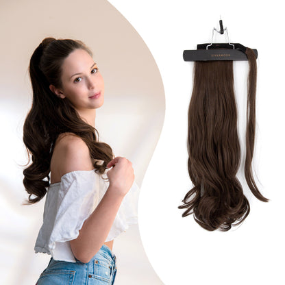 23" Ponytail Curly Clip-In Dark Colour