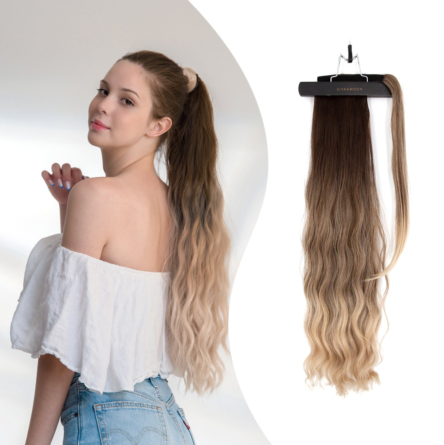 27" Body Wave Ponytail Clip-in BALAYAGE BLONDE