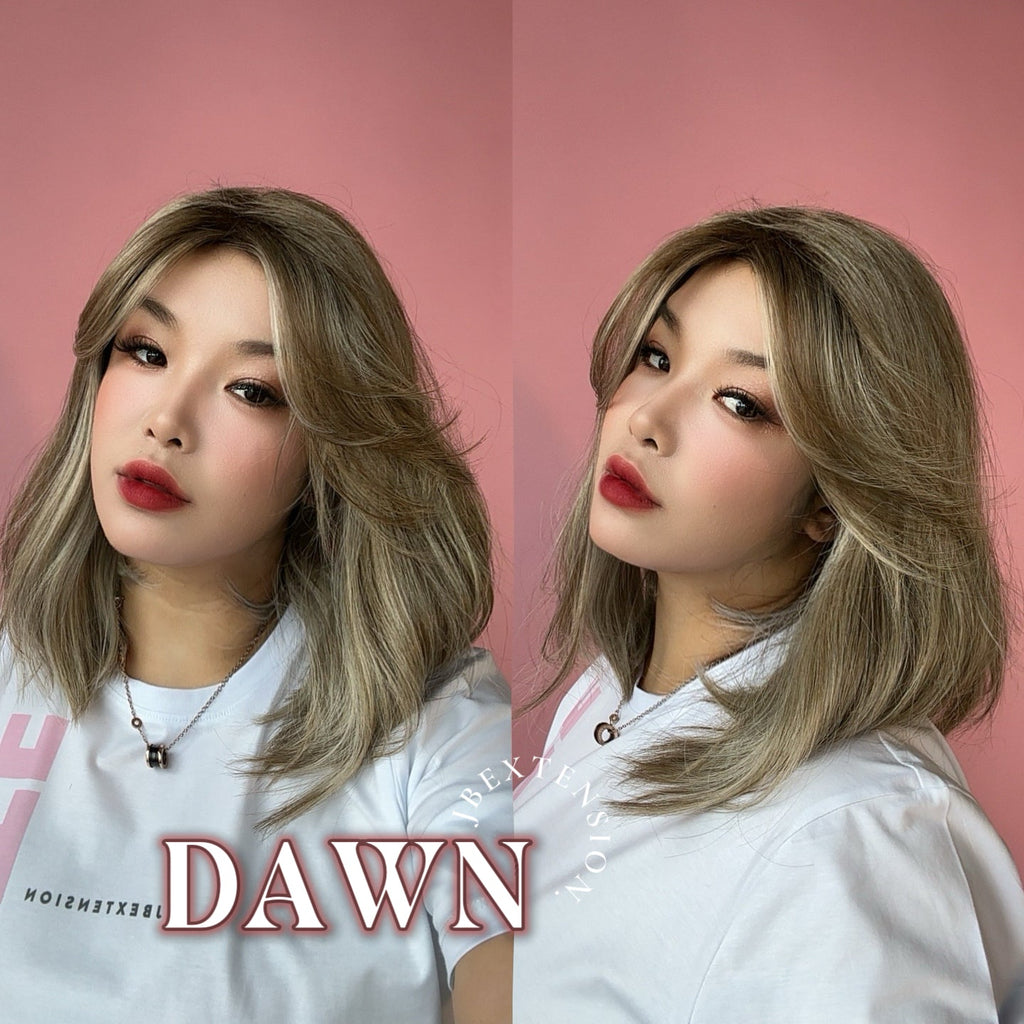 JBEXTENSION 14 Inches Ash Grey Women Fashion Full Machine Wig DAWN【PLUS PERMATEASE】【BENDY EAR TABS】
