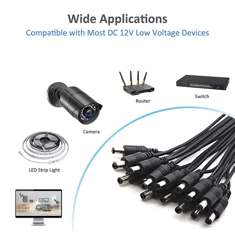 0.5m 16 in 1 DC Female to DC Male Power Connection Extension Cable