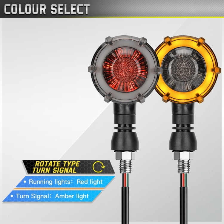 1 Pair Motorcycles Universal Rotating LED Dual-color Flow Turn Signal Light(Amber Yellow Light + Red Light)
