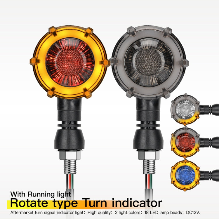 1 Pair Motorcycles Universal Rotating LED Dual-color Flow Turn Signal Light(Amber Yellow Light + White Light)