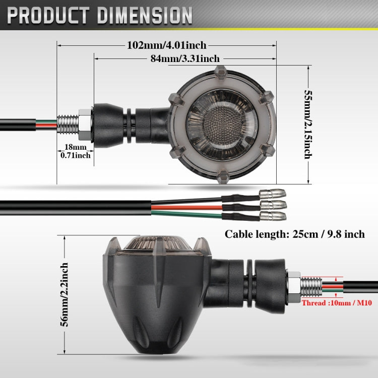 1 Pair Motorcycles Universal Rotating LED Dual-color Flow Turn Signal Light(Amber Yellow Light + White Light)