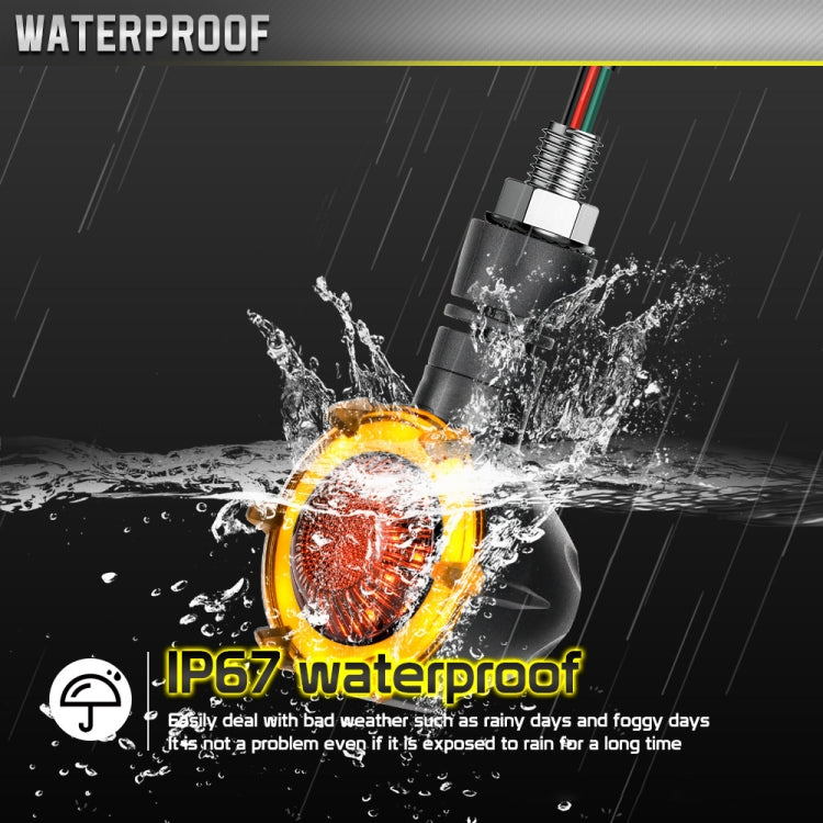 1 Pair Motorcycles Universal Rotating LED Dual-color Flow Turn Signal Light(Amber Yellow Light + Red Light)