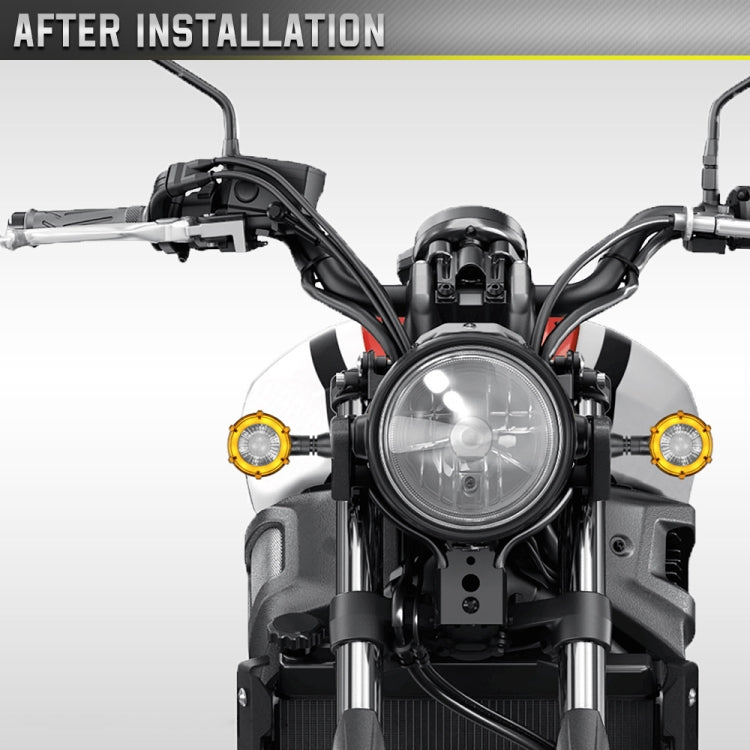 1 Pair Motorcycles Universal Rotating LED Dual-color Flow Turn Signal Light(Amber Yellow Light + White Light)