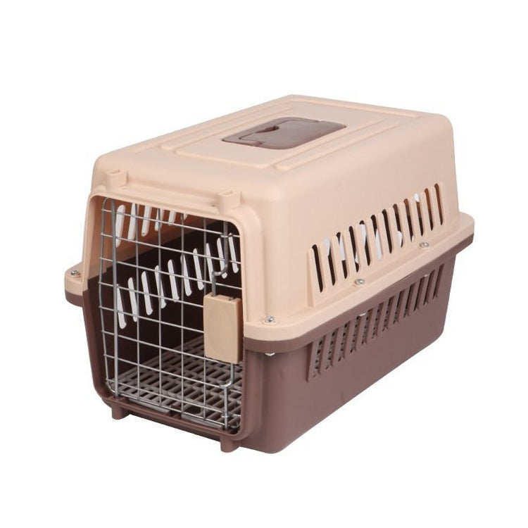 Pet Aviation Box Portable Travel Cat Cage Small Dog Air Transport Box 48x32x30cm(Coffee)