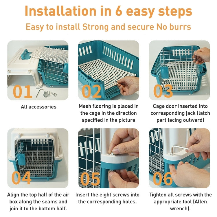 Pet Aviation Box Portable Travel Cat Cage Small Dog Air Transport Box 48x32x30cm(Coffee)