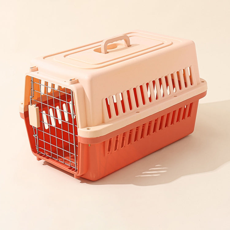 Pet Aviation Box Portable Travel Cat Cage Small Dog Air Transport Box 48x32x30cm(Orange)