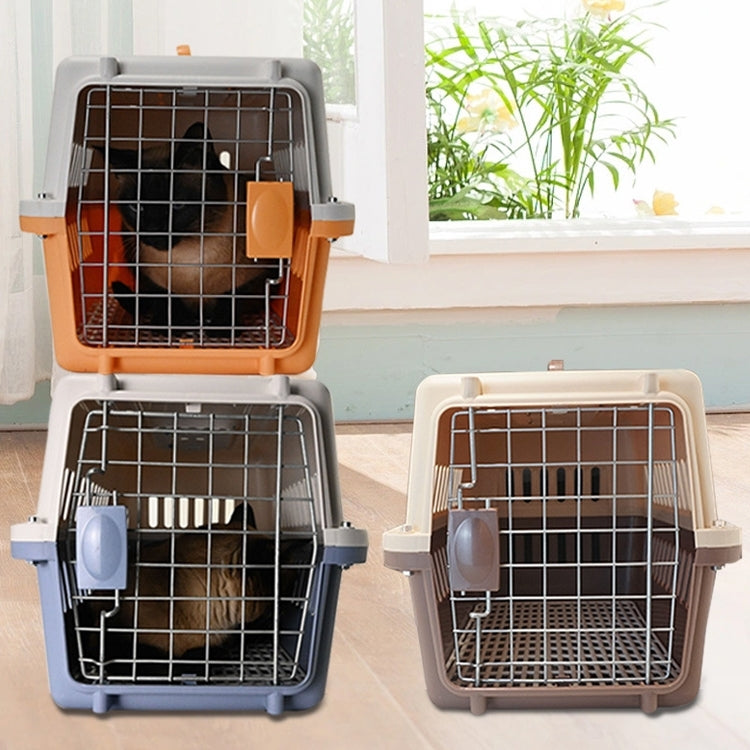 Pet Aviation Box Portable Travel Cat Cage Small Dog Air Transport Box 48x32x30cm(Orange)