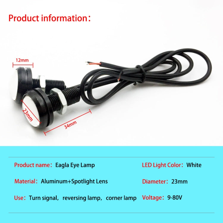 10 PCS 23mm 6LEDs SMD-5730 DC9-80V Motorcycle Eagle Eye Light(White and Yellow Light)