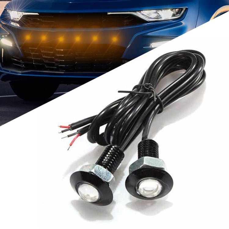 10 PCS 18mm 1.5W DC9-80V Motorcycle Eagle Eye Light Single Lens(Yellow Light)