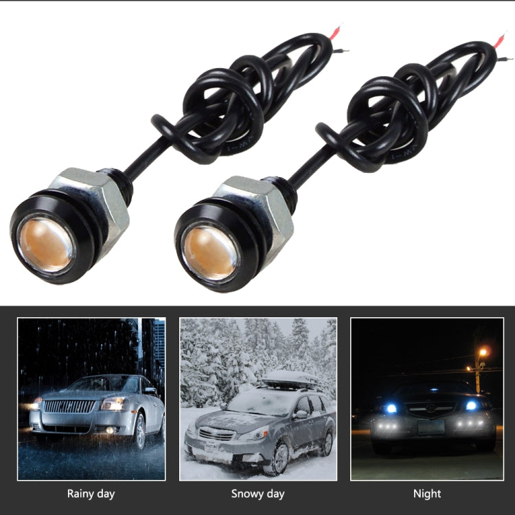 10 PCS 18mm 1.5W DC9-80V Motorcycle Eagle Eye Light Double Lens(Yellow Light)