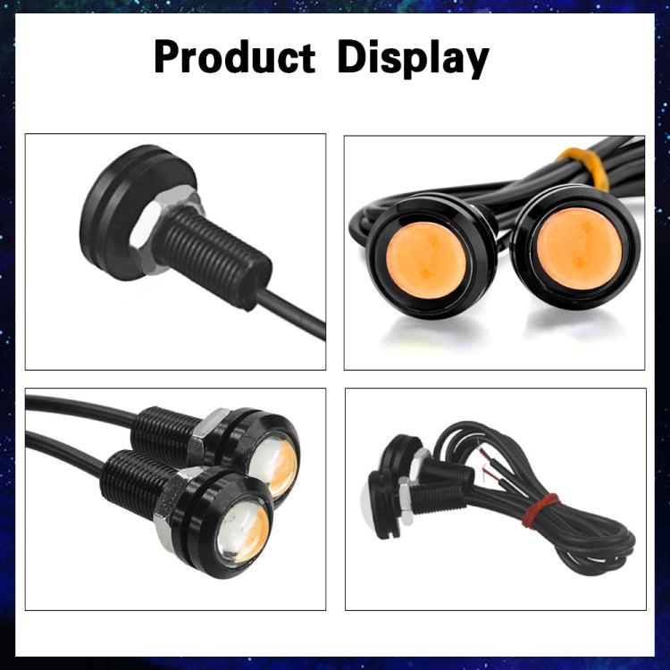 10 PCS 23mm 1.5W DC9-80V Motorcycle Eagle Eye Light Double Lens(Yellow Light)