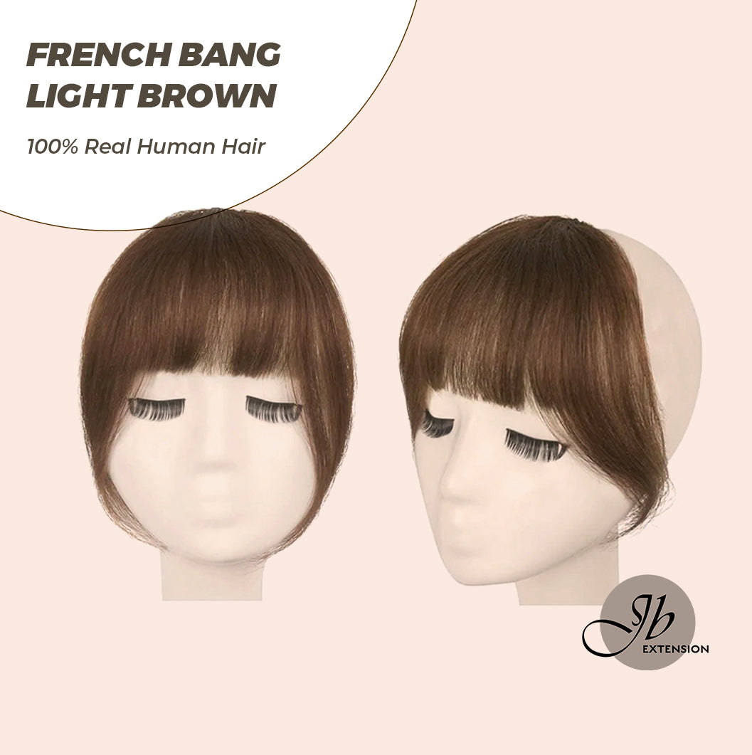 JBEXTENSION Clip in Bangs,  100% Human Hair Bangs Extensions French Bangs with Temples Clip on Fringe Bangs Real Hair for Women Natural Color Washable/Dyeable