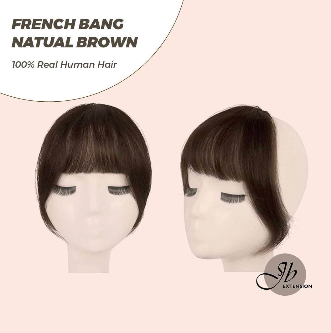 JBEXTENSION Clip in Bangs,  100% Human Hair Bangs Extensions French Bangs with Temples Clip on Fringe Bangs Real Hair for Women Natural Color Washable/Dyeable