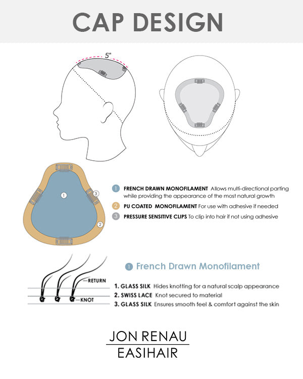 EasiPart French XL 18 inch (Exclusive) | Monofilament Remy Human Hair Topper by Jon Renau