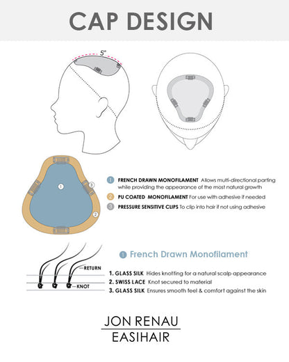EasiPart French XL 8 inch (Exclusive) | Monofilament Remy Human Hair Topper by Jon Renau