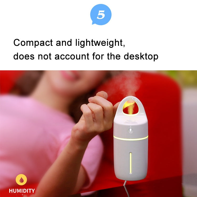 1.5W - 2W 175ml Mini Portable USB Negative Ions Humidifier Beauty and Water Supplement Instrument with Colorful LED Light(White)
