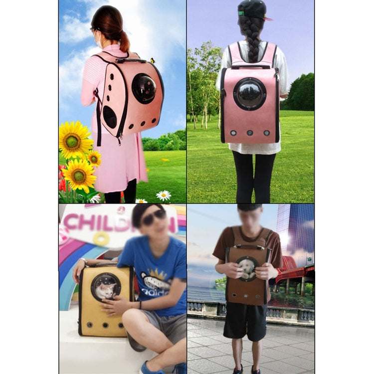 Space Capsule Carrier Breathable Pet Backpack Travel Portable Pet Bag for Cat / Dog and Other Pets, Size:32*29*42cm(Brown)