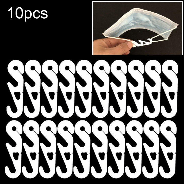 10 PCS Extension Adjustable Anti-Slip S Hook Ear Loops Retainer for Face Mask(White)