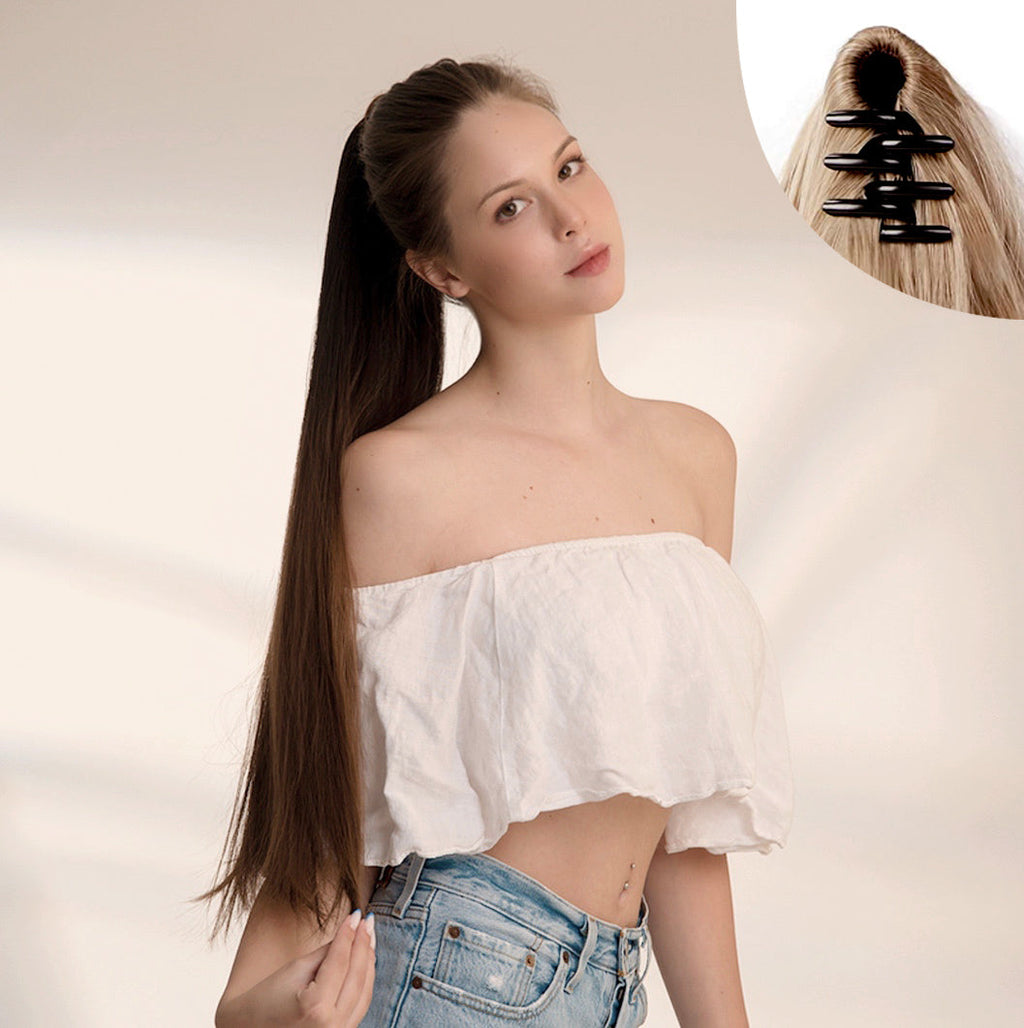 JBEXTENSION 28 Inch Clip Claw in Ponytail Extension No Wrap Around Long Wavy Curly Pony Tail Hair Fluffy Synthetic Hairpiece for Women