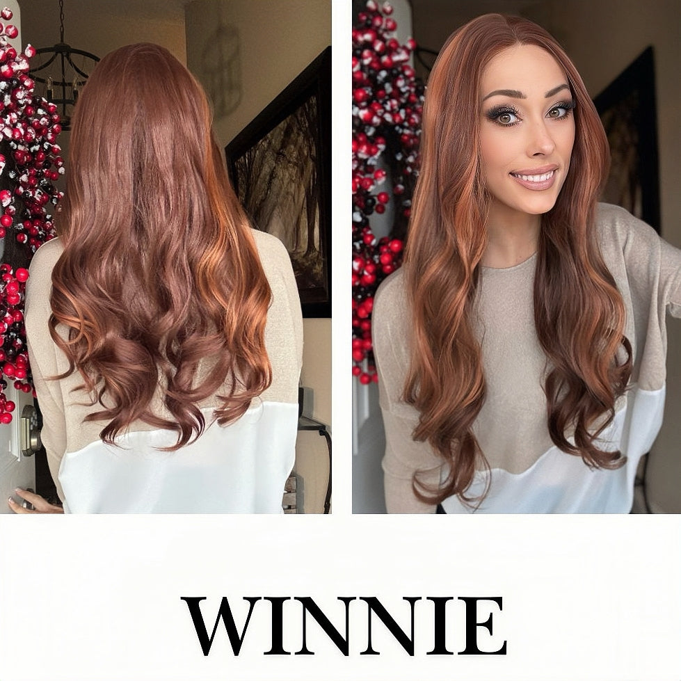 Nichole's Selection -  26 Inches Copper Curly Fiber X, Tangle Less Pre-Cut Free Part Frontlae Glueless Wig WINNIE【FIBER X】