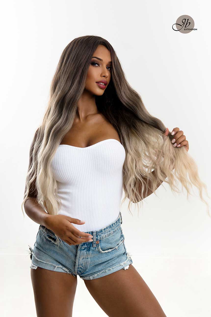 JBEXTENSION 30 Inches Long Body Wave Mix Dark Blonde Wig DIVA