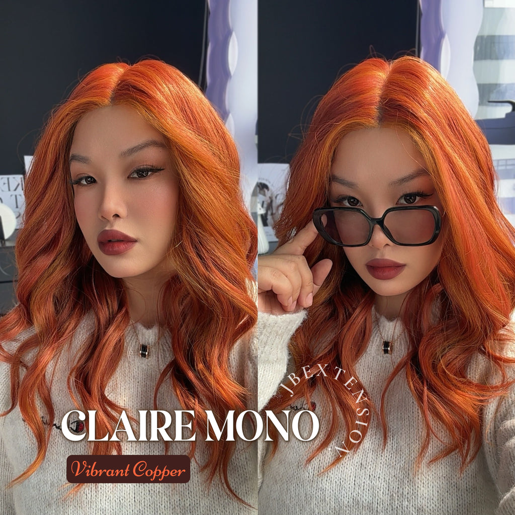 [PRE-ORDER] JBEXTENSION CLAIRE MONO VIBRANT COPPER Partial Monofilament Wig 22 Inches Vibrant Copper Partial Mono Lace Glueless Wig Claire Mono Vibrant Copper【BENDY EAR TABS】