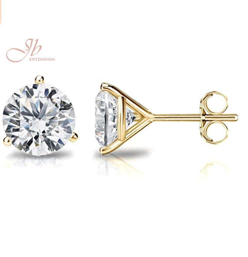JBSELECTION 14K Gold Plated Sterling Silver Cubic Zirconia Stud Earrings for Women