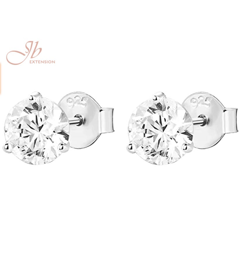 JBSELECTION 14K Gold Plated Sterling Silver Cubic Zirconia Stud Earrings for Women