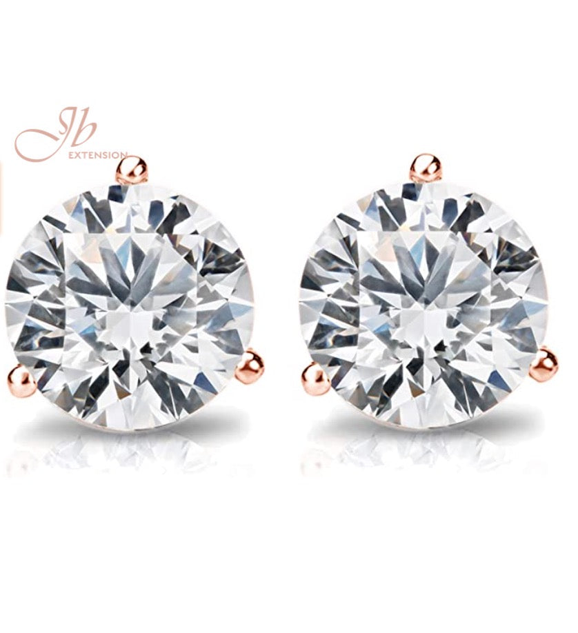 JBSELECTION 14K Gold Plated Sterling Silver Cubic Zirconia Stud Earrings for Women