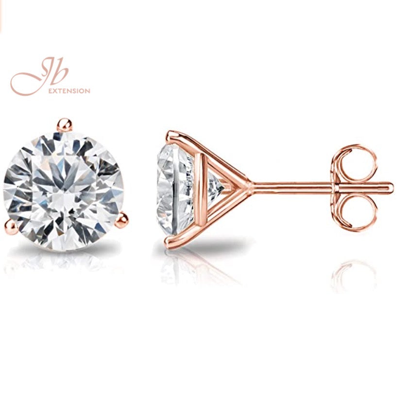 JBSELECTION 14K Gold Plated Sterling Silver Cubic Zirconia Stud Earrings for Women