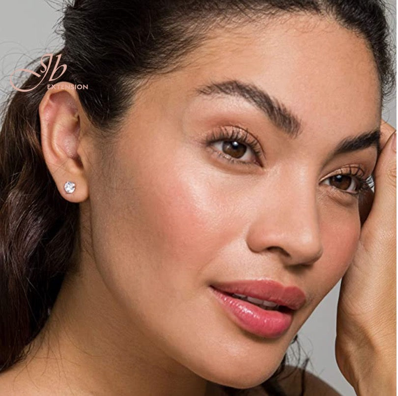 JBSELECTION 14K Gold Plated Sterling Silver Cubic Zirconia Stud Earrings for Women