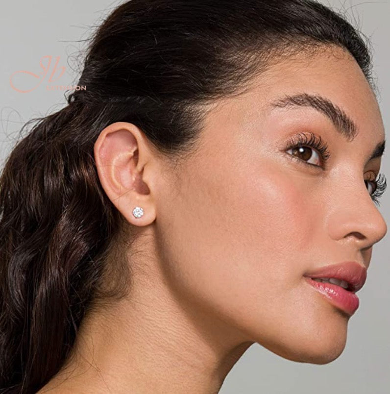 JBSELECTION 14K Gold Plated Sterling Silver Cubic Zirconia Stud Earrings for Women