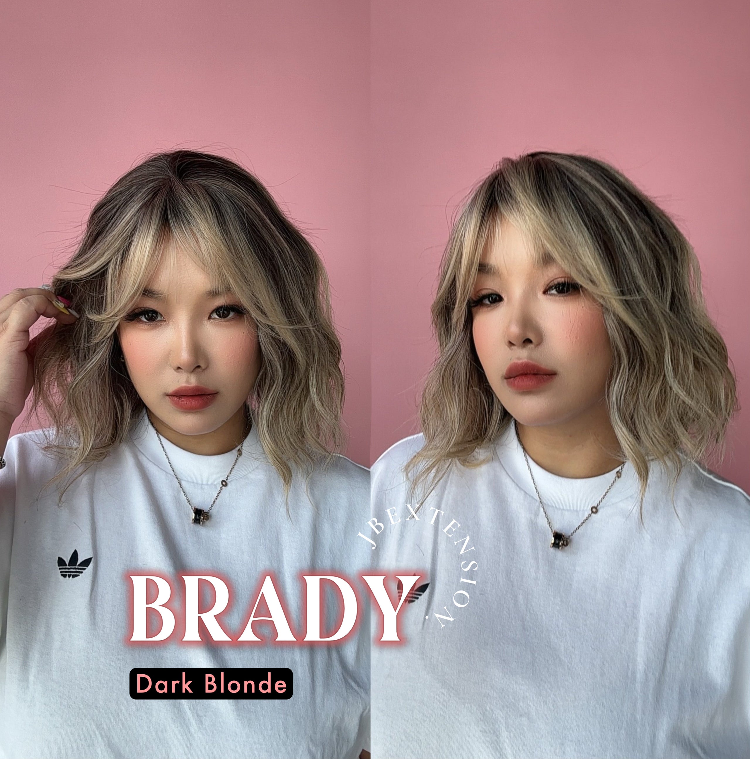 JBEXTENSION 12 Inches Scalpiana Wave Dark Blonde 3.5X4 Hard Silky Top Natural Scalp Effect Wig with Bang BRADY DARK BLONDE