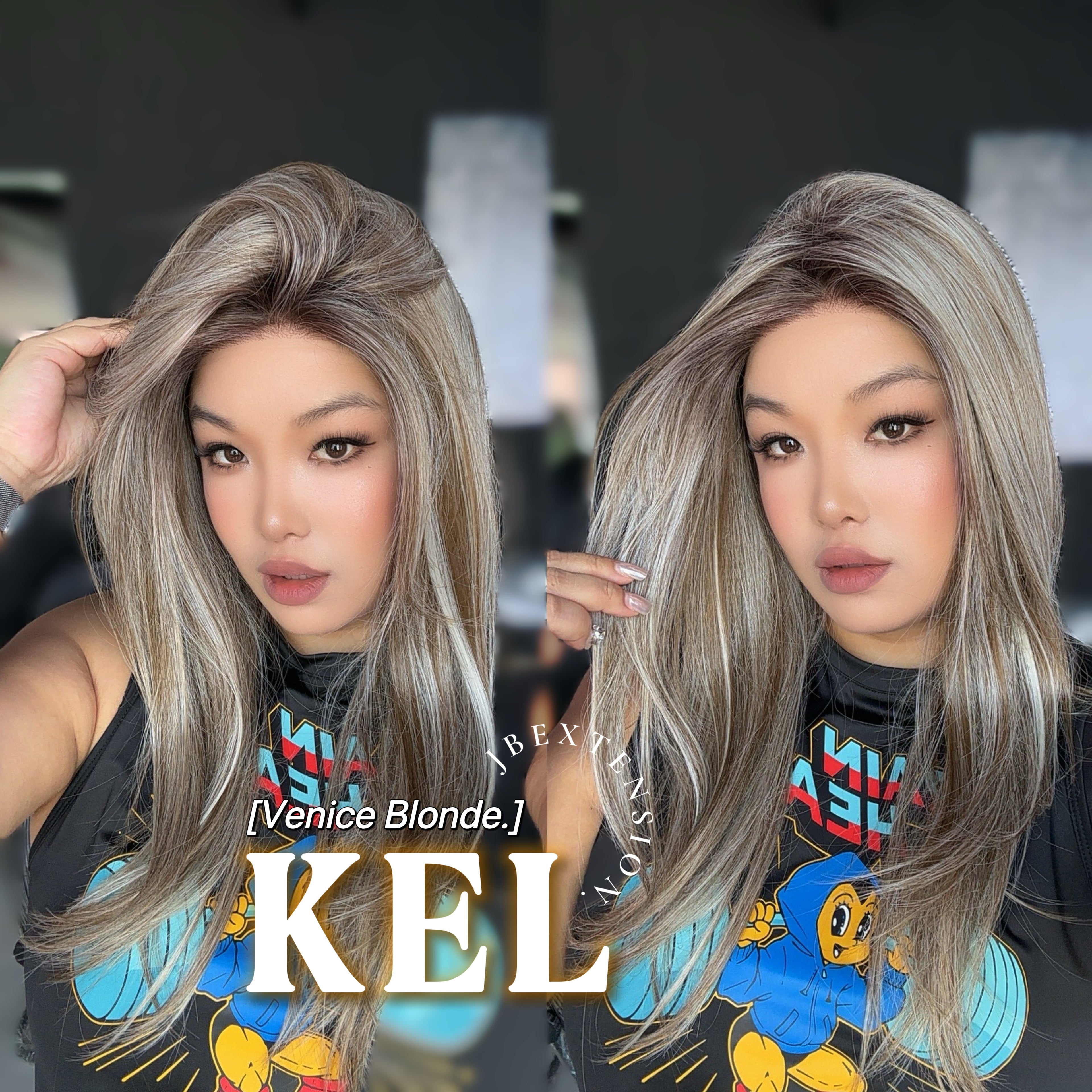JBEXTENSION 22 Inches Venice Blonde Pre-Cut Snowflake Lace Frontlace Glueless Wig KEL VENICE BLONDE【PERMATEASE】【BENDY EAR TABS】- M/L