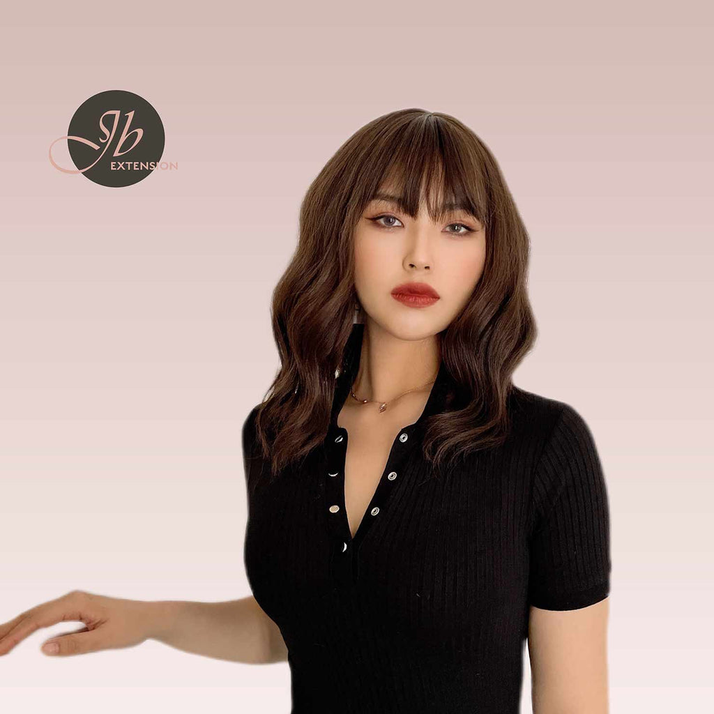 JBEXTENSION 14 Inches Short Body Wave Natural Brown Wig JANET