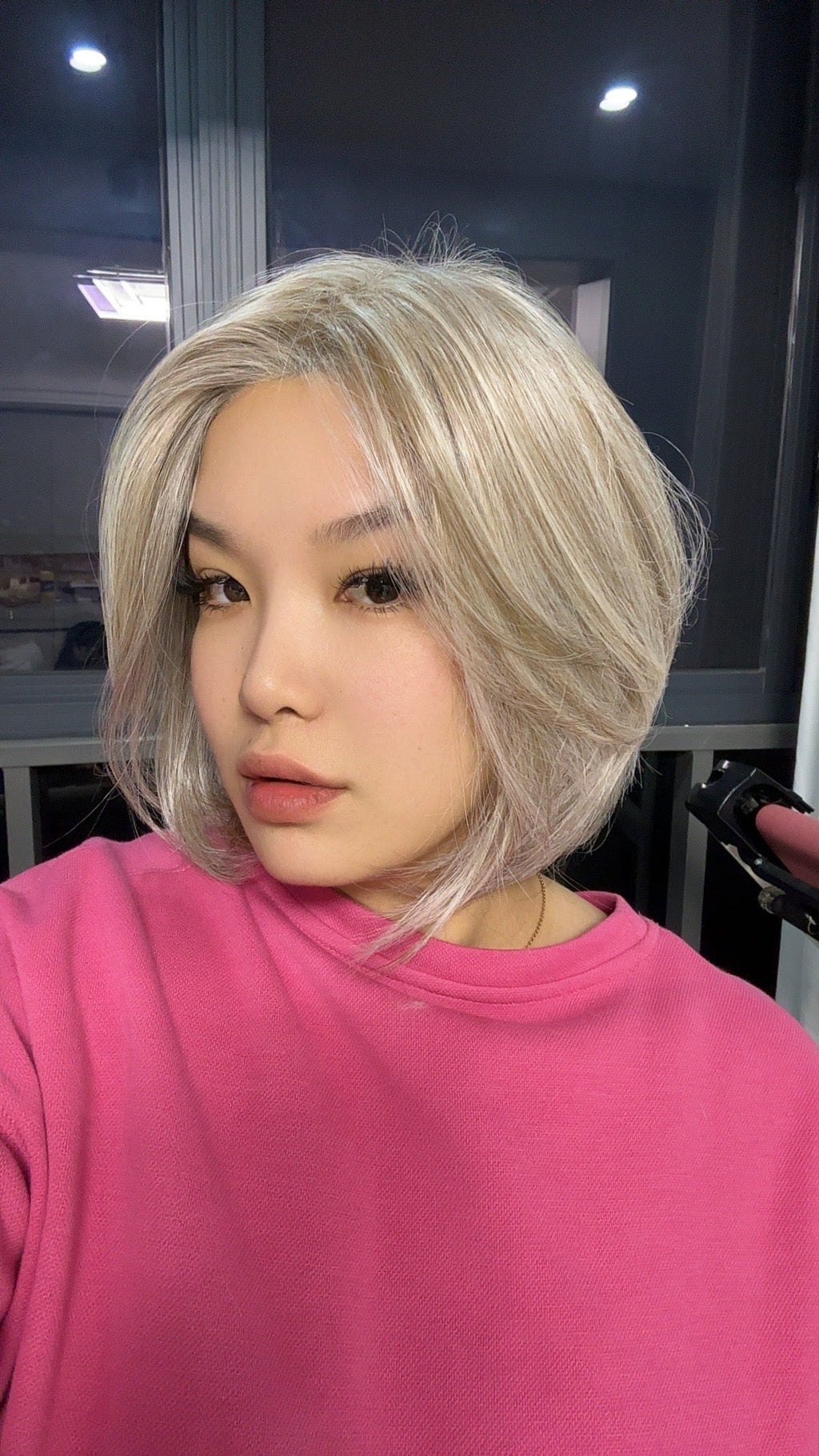 HOT OF SEASON - 12 Inches Bob Cut Cream Blonde Pre-Cut Snowflake Lace Frontlace Glueless Wig KHLOE CREAM BLONDE【PERMATEASE】【BENDY EAR TABS】- S/M
