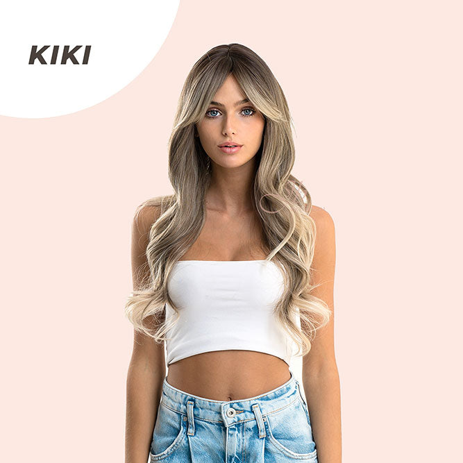JBEXTENSION 26 Inches Long Curly Blonde Wig With Bangs KIKI
