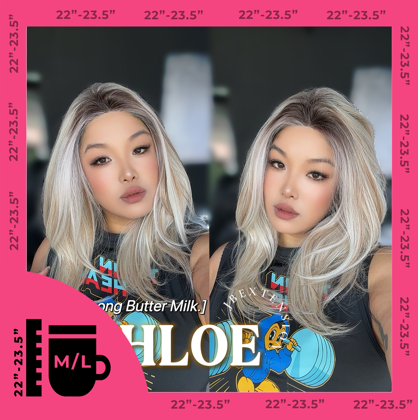 JBEXTENSION 18 Inches Butter Milk Pre-Cut Snowflake Lace Frontlace Glueless Wig KHLOE LONG BUTTER MILK【PERMATEASE】【BENDY EAR TABS】- M/L