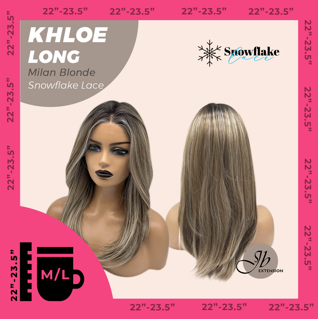 JBEXTENSION 18 Inches Milan Blonde Pre-Cut Snowflake Lace Frontlace Glueless Wig KHLOE LONG MILAN BLONDE【PERMATEASE】【BENDY EAR TABS】- M/L