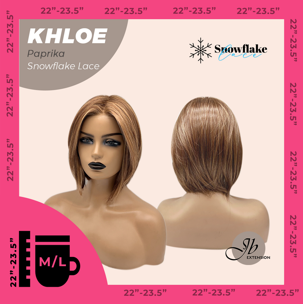 JBEXTENSION 12 Inches Bob Cut Paprika Pre-Cut Snowflake Lace Frontlace Glueless Wig KHLOE PAPRIKA【PERMATEASE】【BENDY EAR TABS】- M/L