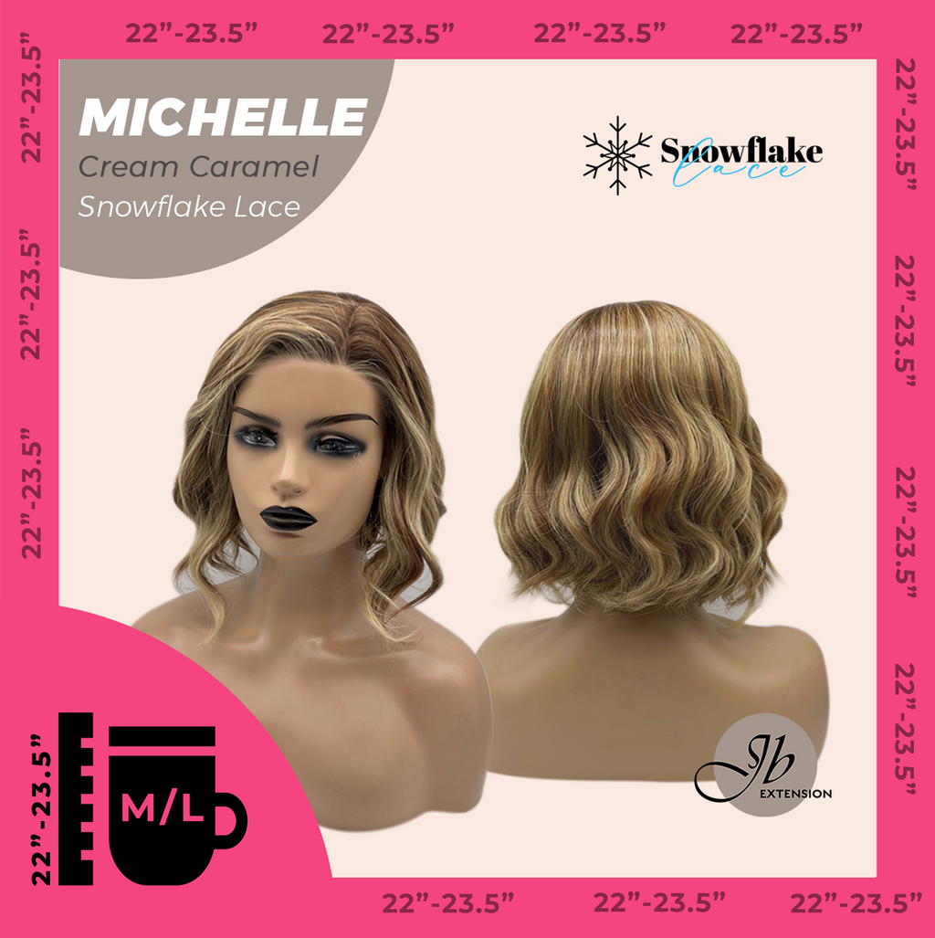 JBEXTENSION 10 Inches Cream Caramel Pre-Cut Side Part Snowflake Lace Frontlace Glueless Wig MICHELLE CREAM CARAMEL【BENDY EAR TABS】- M/L